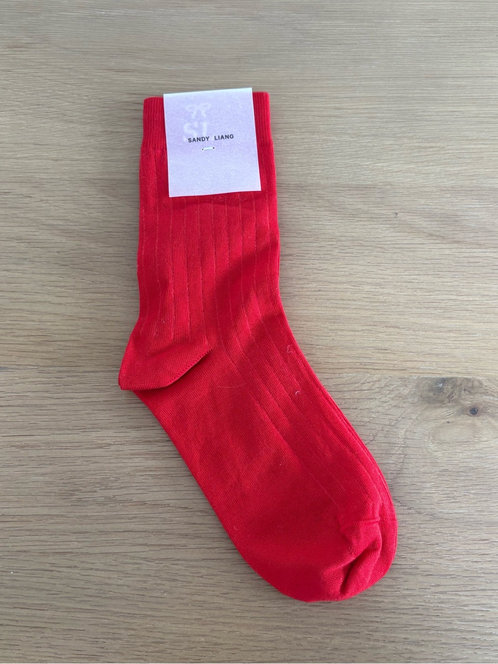 New! Sandy Laing knit luxe initial ribbed monogram red socks